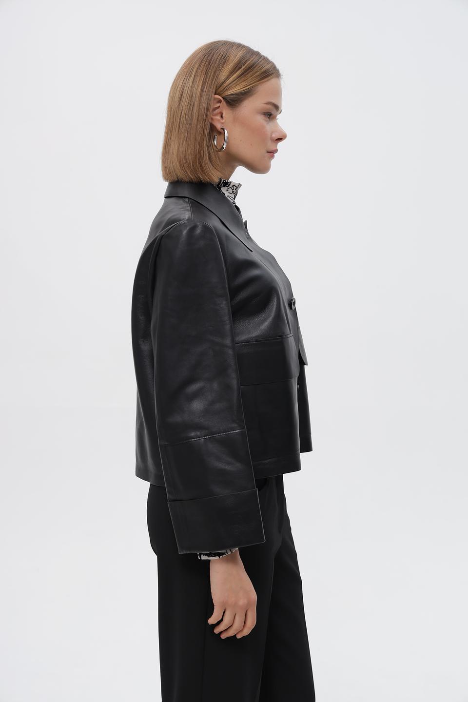 Жакет Marc Cain кожаный черный