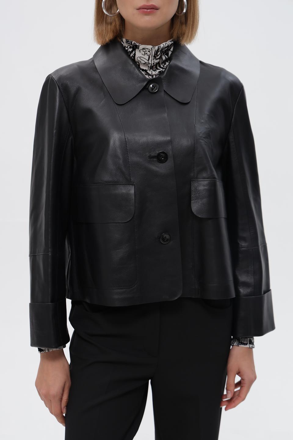 Жакет Marc Cain кожаный черный