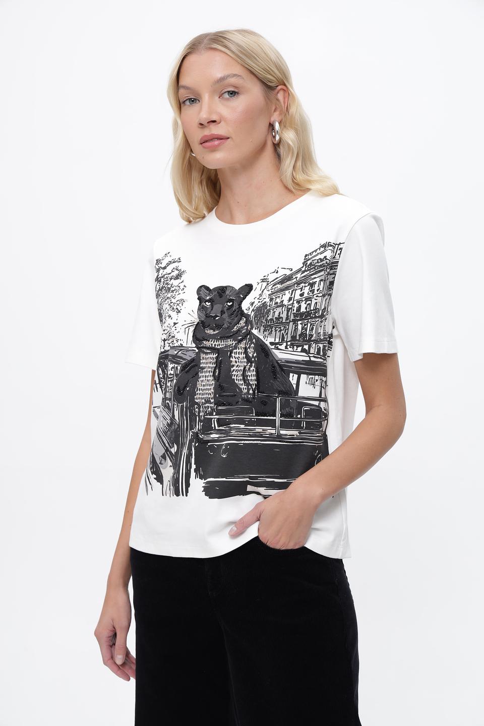 Футболка Marc Cain с принтом медведя