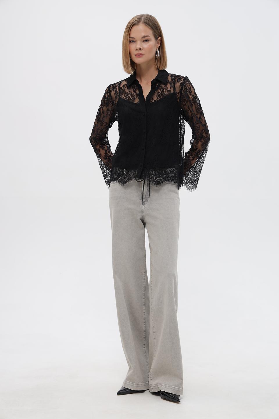 Блузка Marc Cain кружевная черная