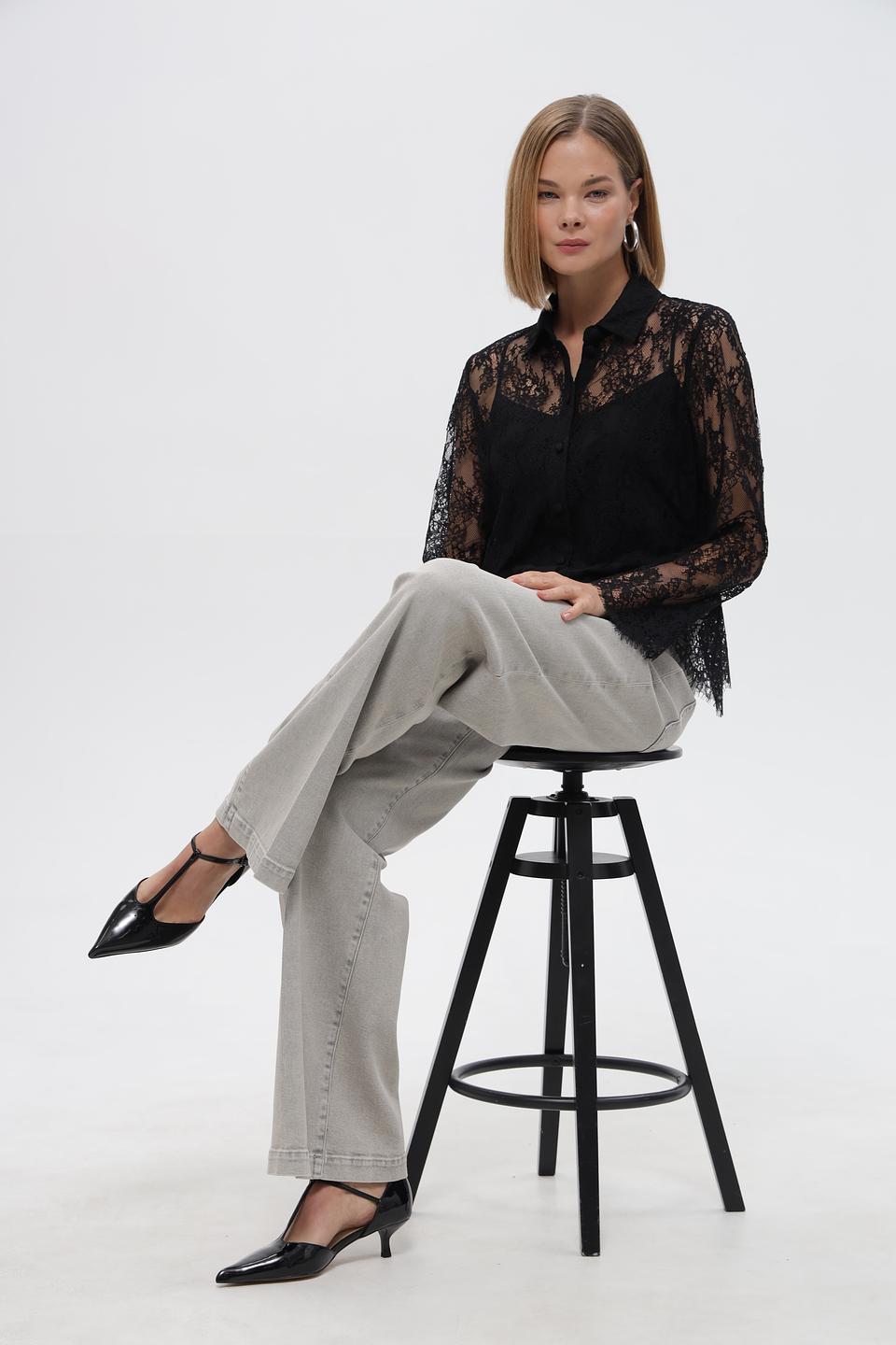 Блузка Marc Cain кружевная черная