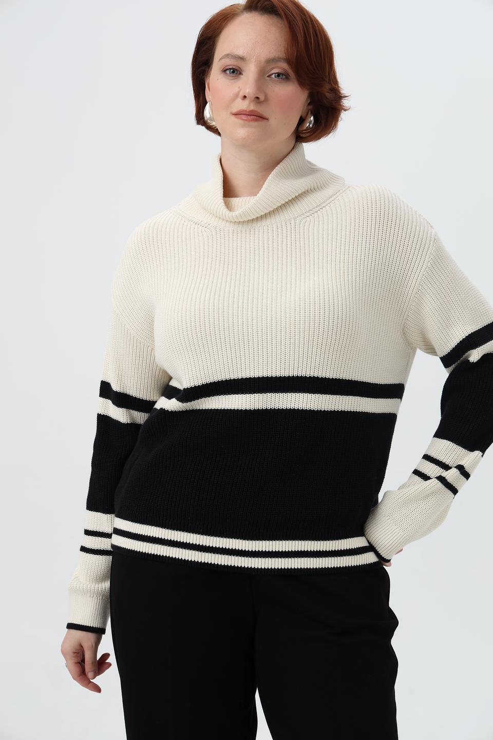 Пуловер Miss Lagotte полосатый бежевый