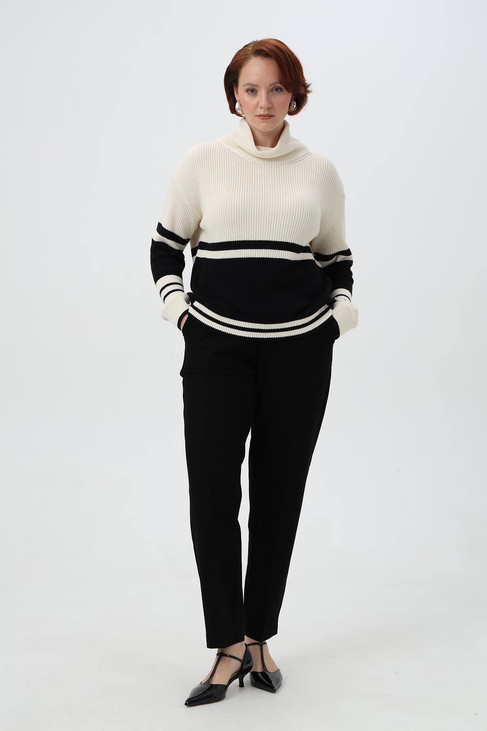 Пуловер Miss Lagotte полосатый бежевый