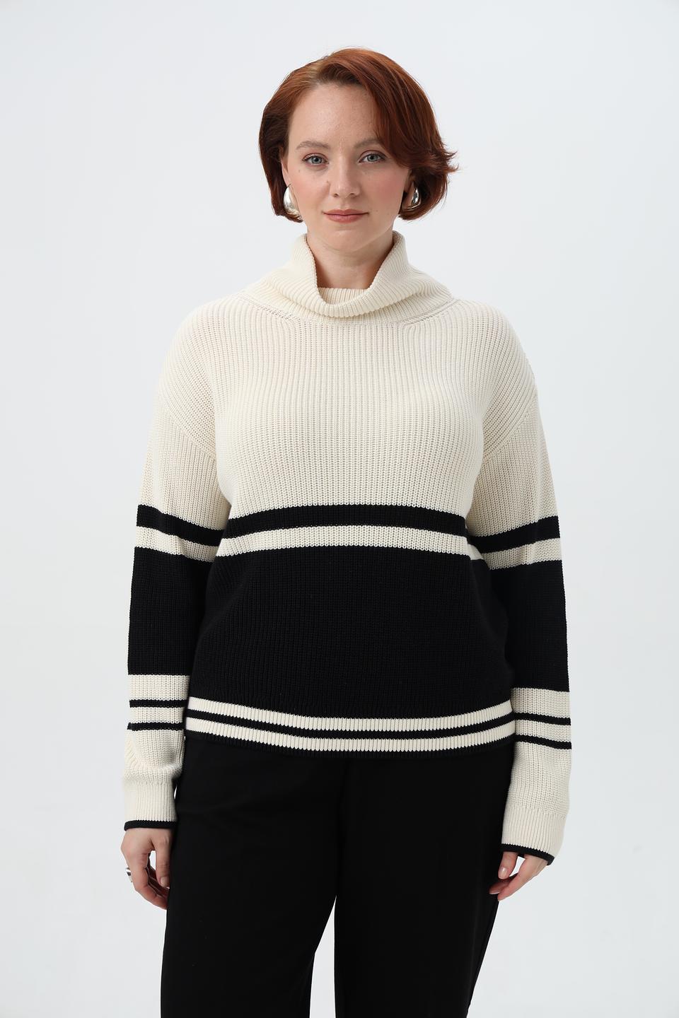 Пуловер Miss Lagotte полосатый бежевый
