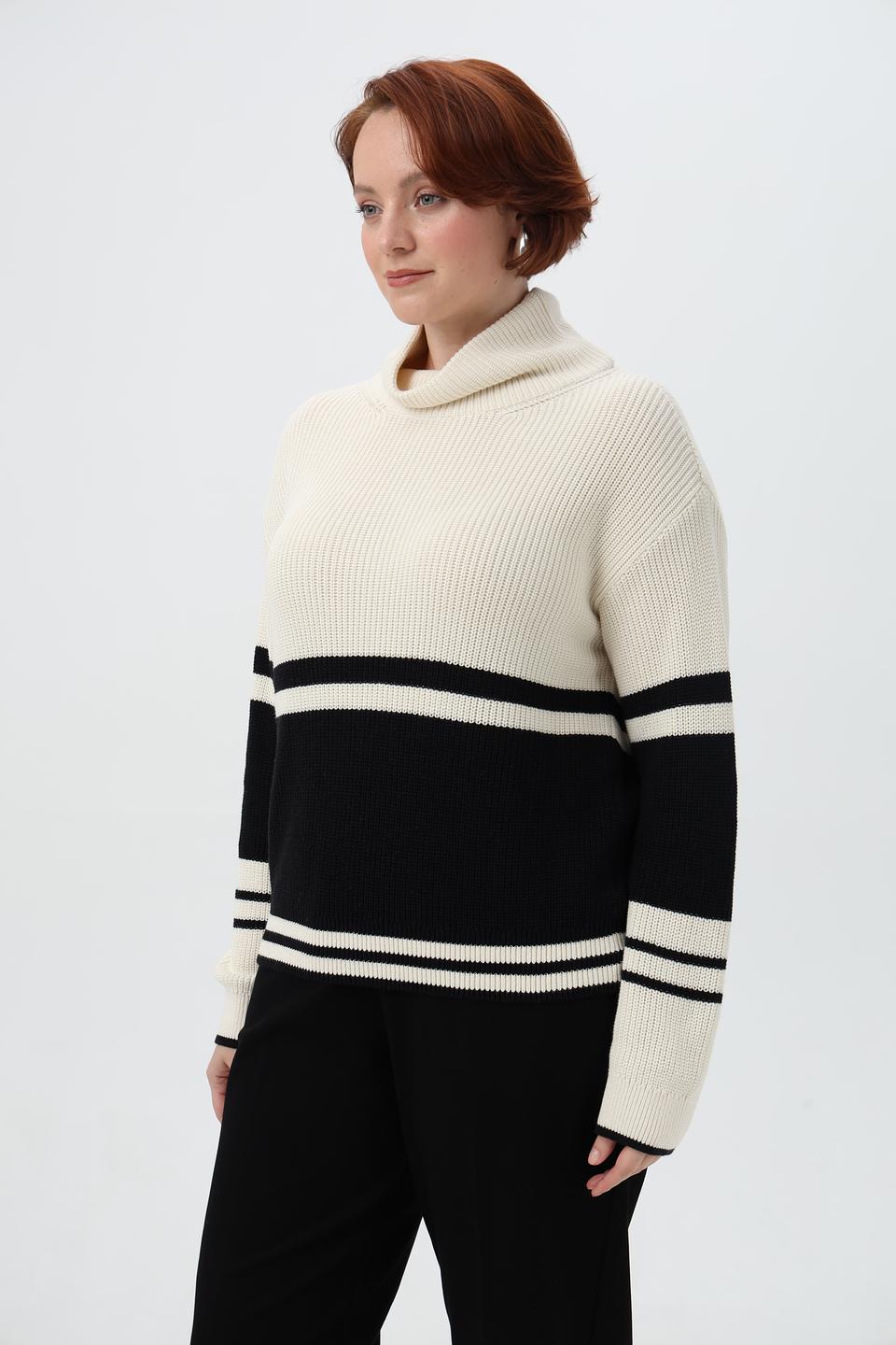 Пуловер Miss Lagotte полосатый бежевый