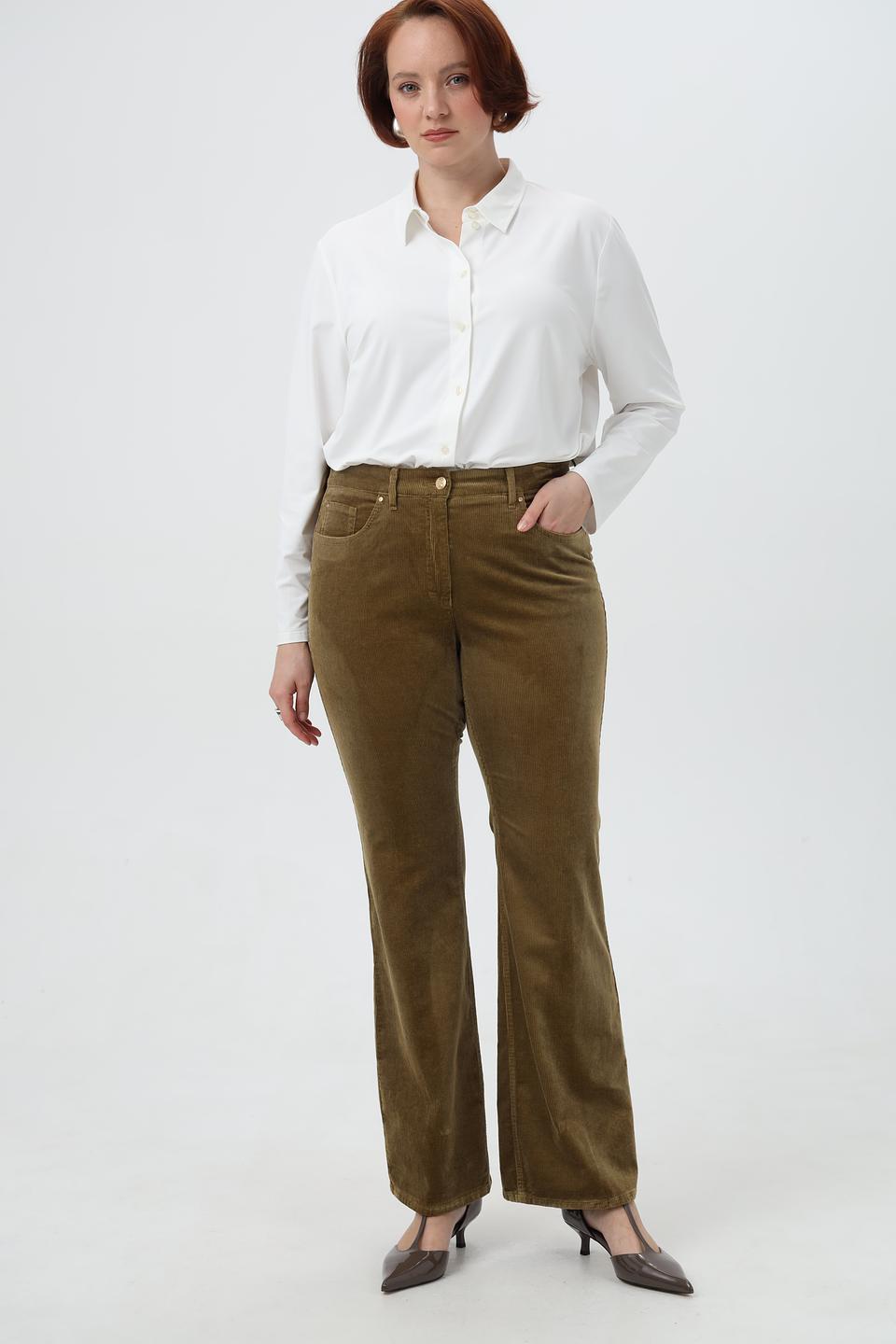 Джинсы клеш ZRS оливковые