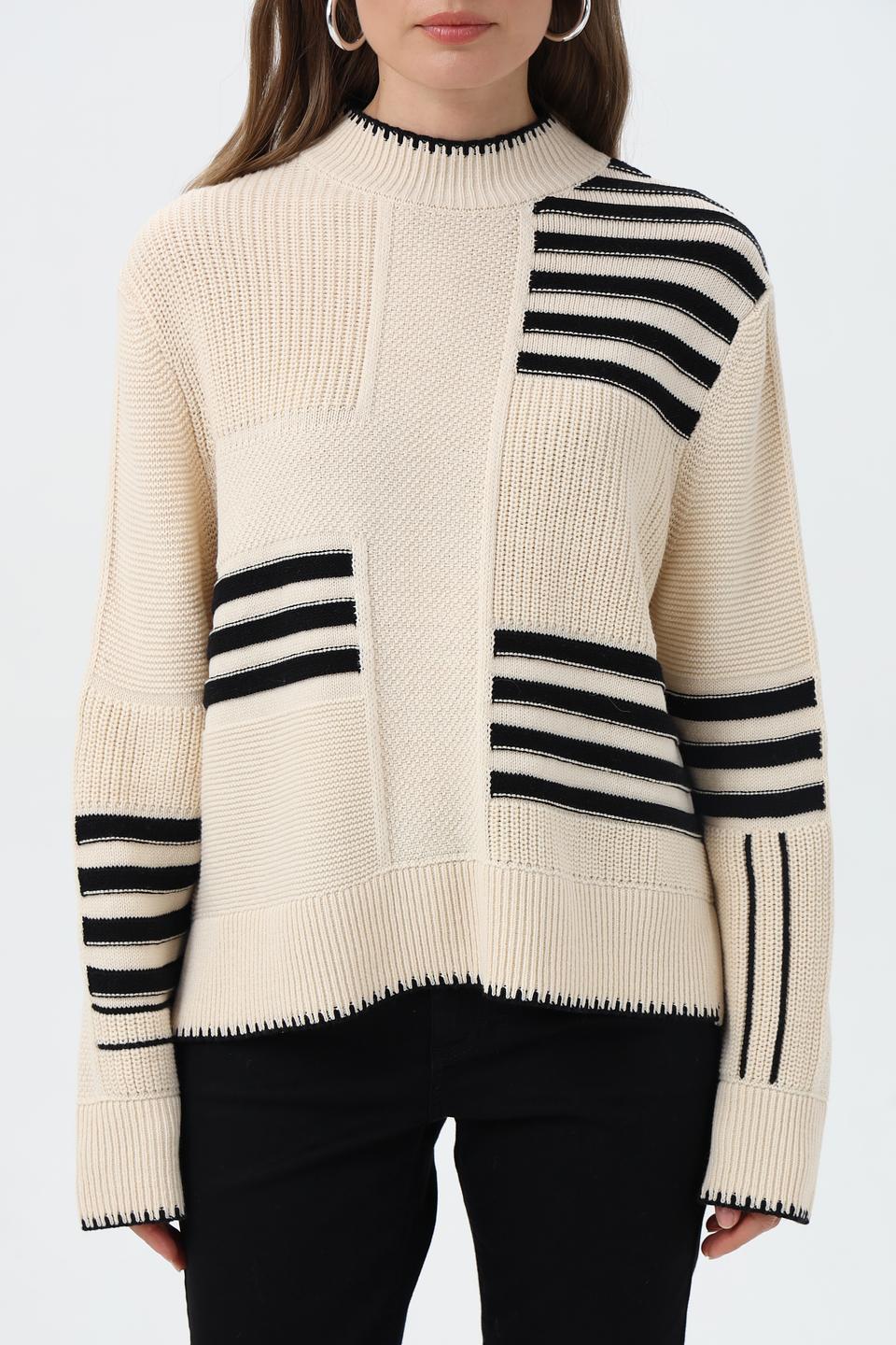 Пуловер Lecomte в полоску бежевый