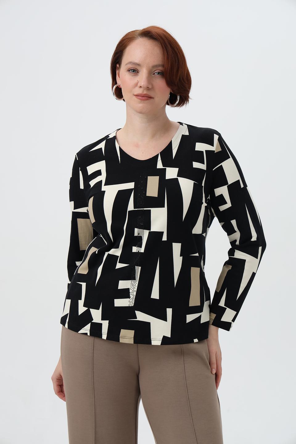 Лонгслив Lebek с абстрактным принтом