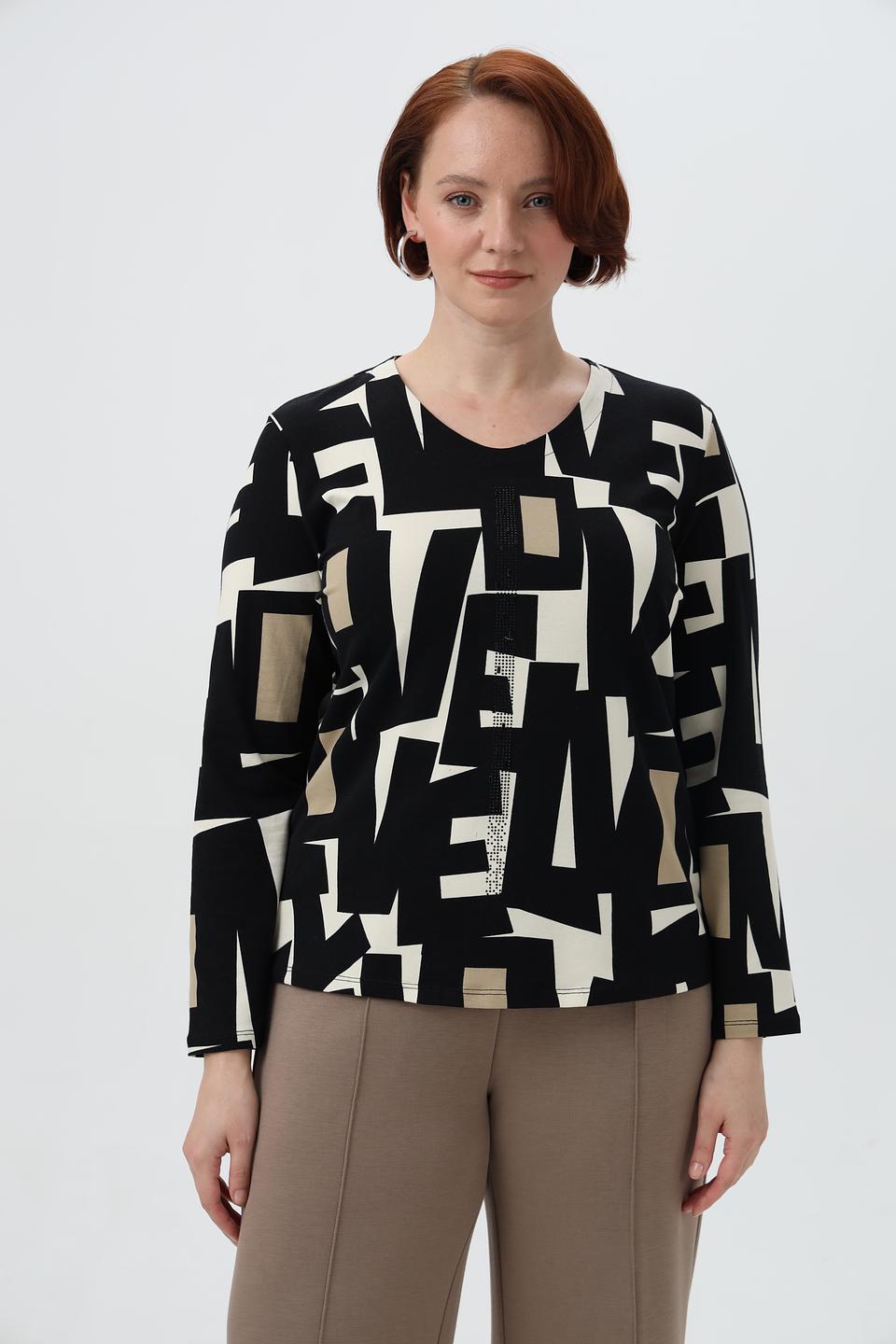 Лонгслив Lebek с абстрактным принтом