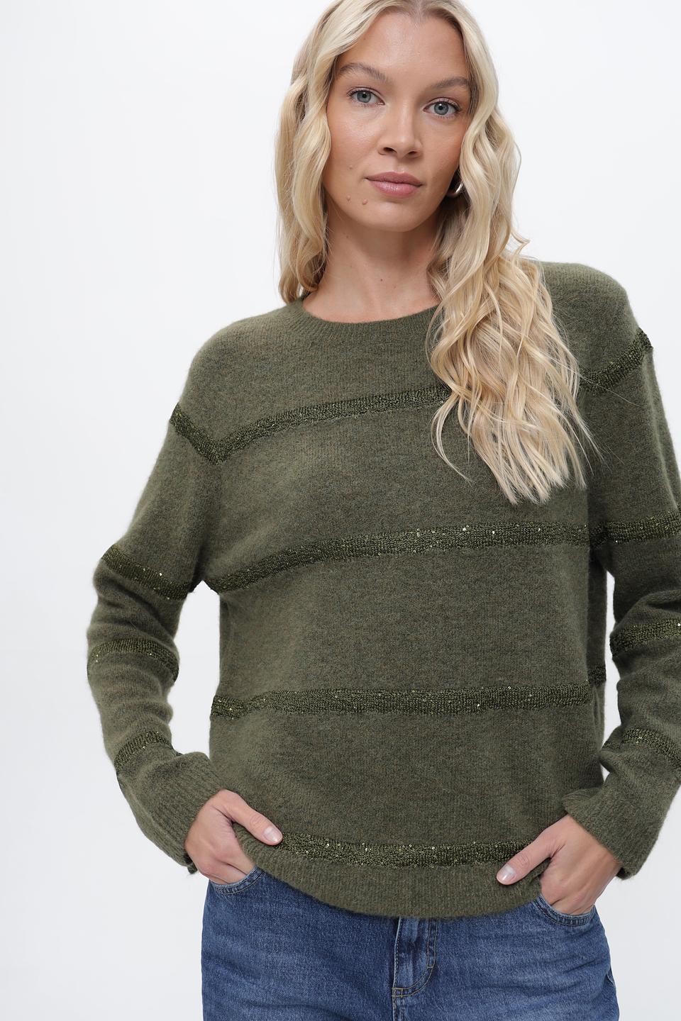 Пуловер Lecomte с пайетками оливковый