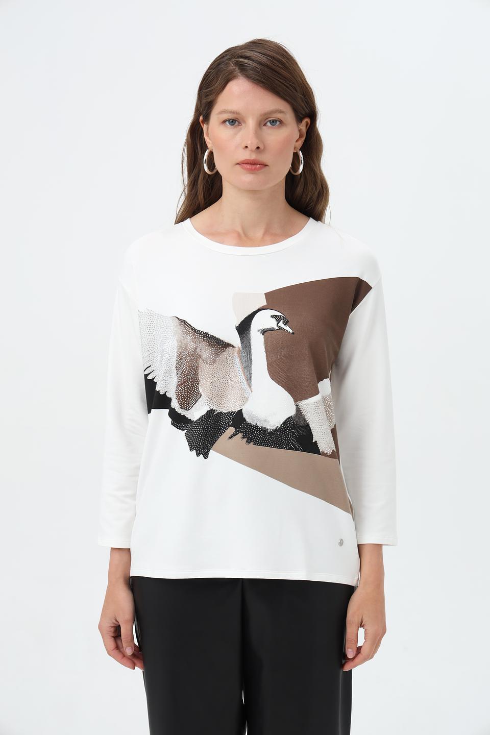 Лонгслив Monari с принтом лебедя