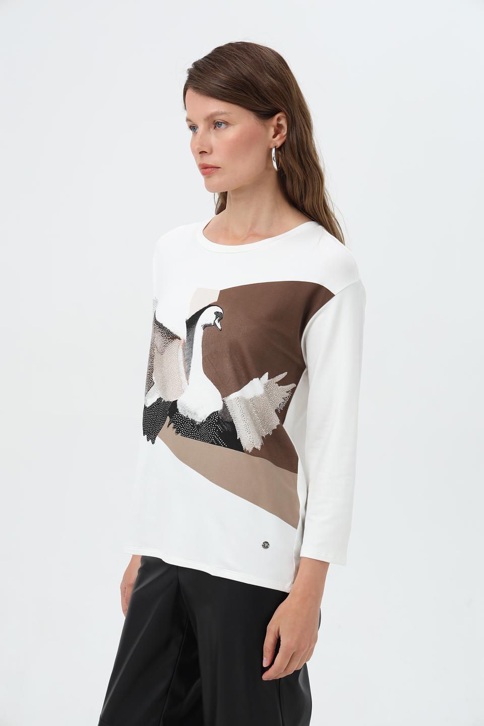 Лонгслив Monari с принтом лебедя