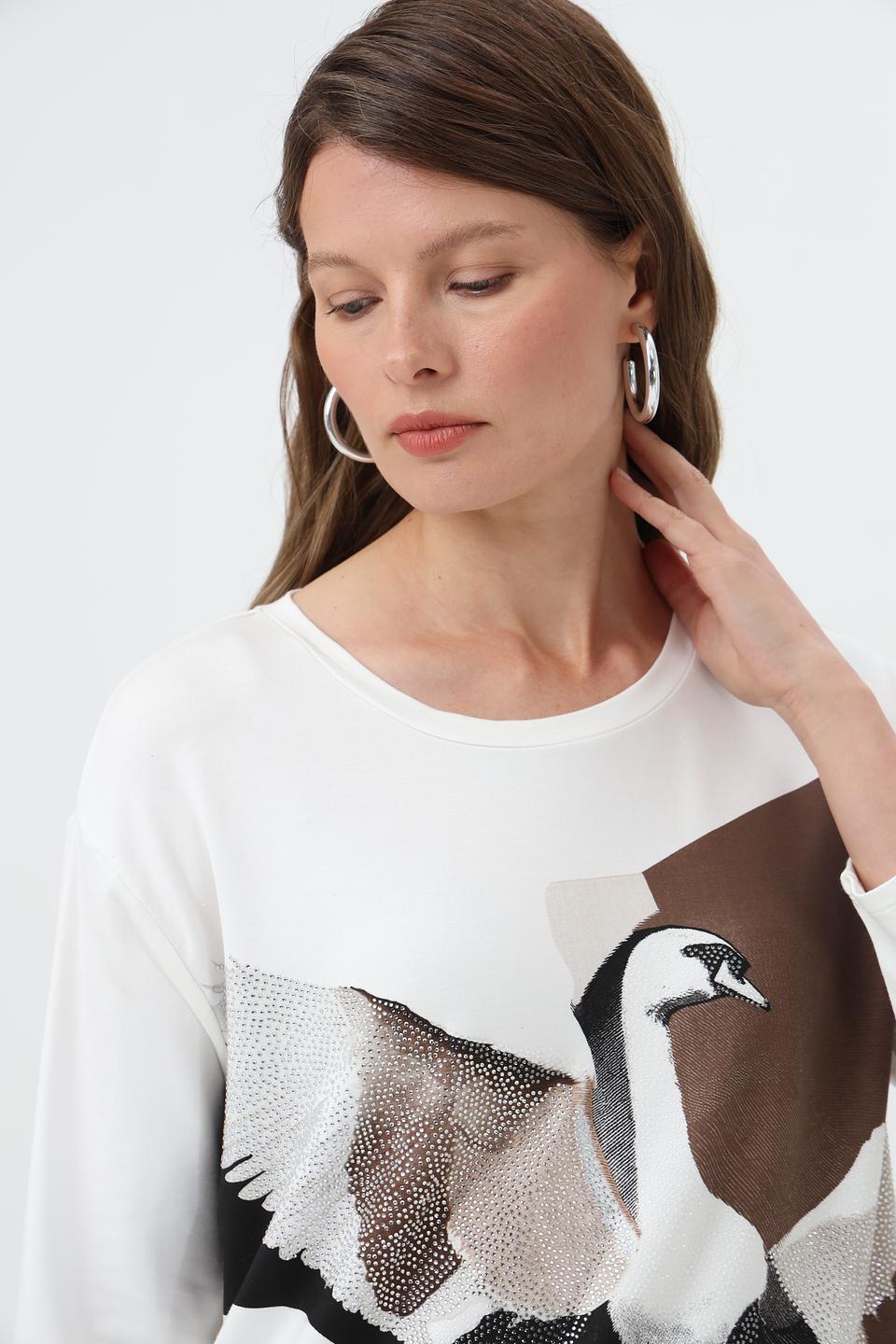 Лонгслив Monari с принтом лебедя