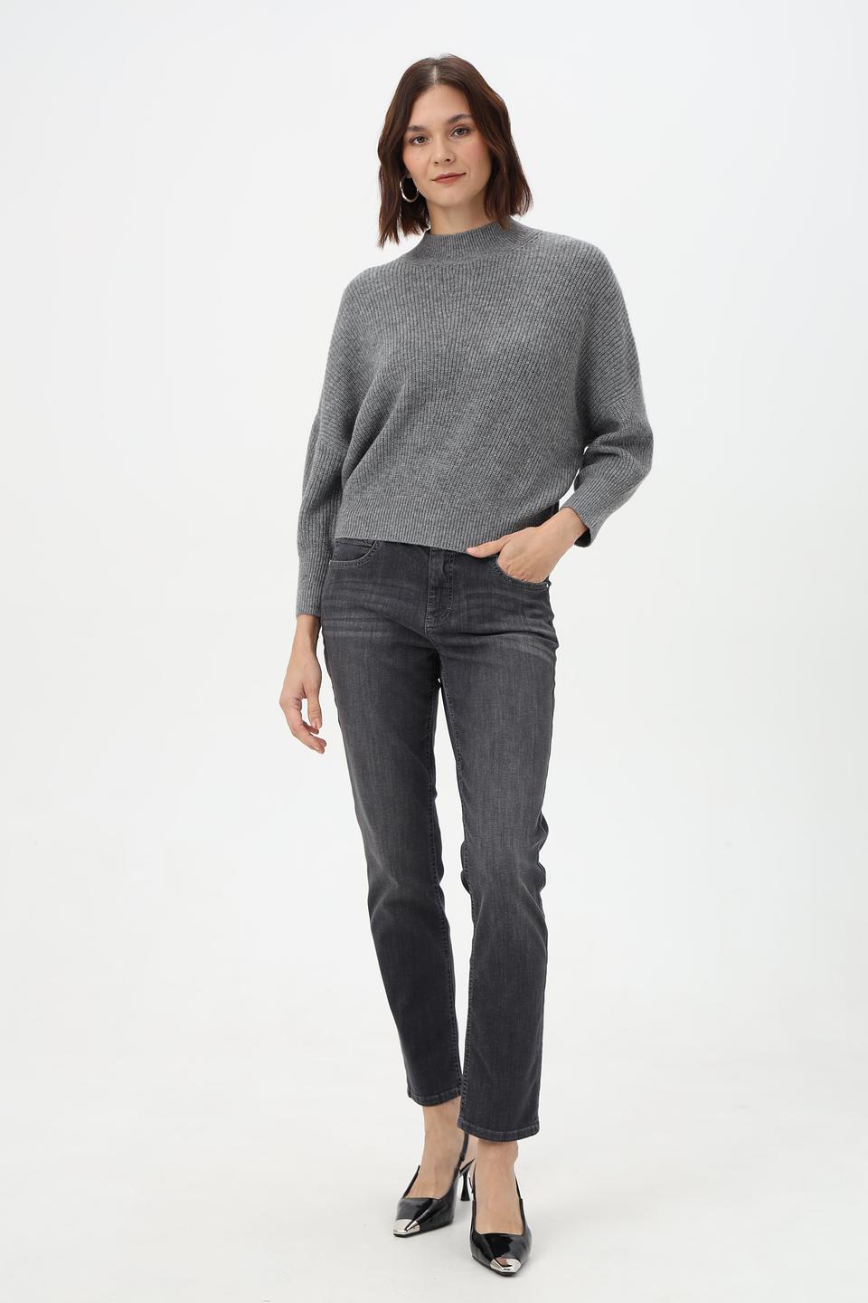 Пуловер Oui с высоким горлом, серый