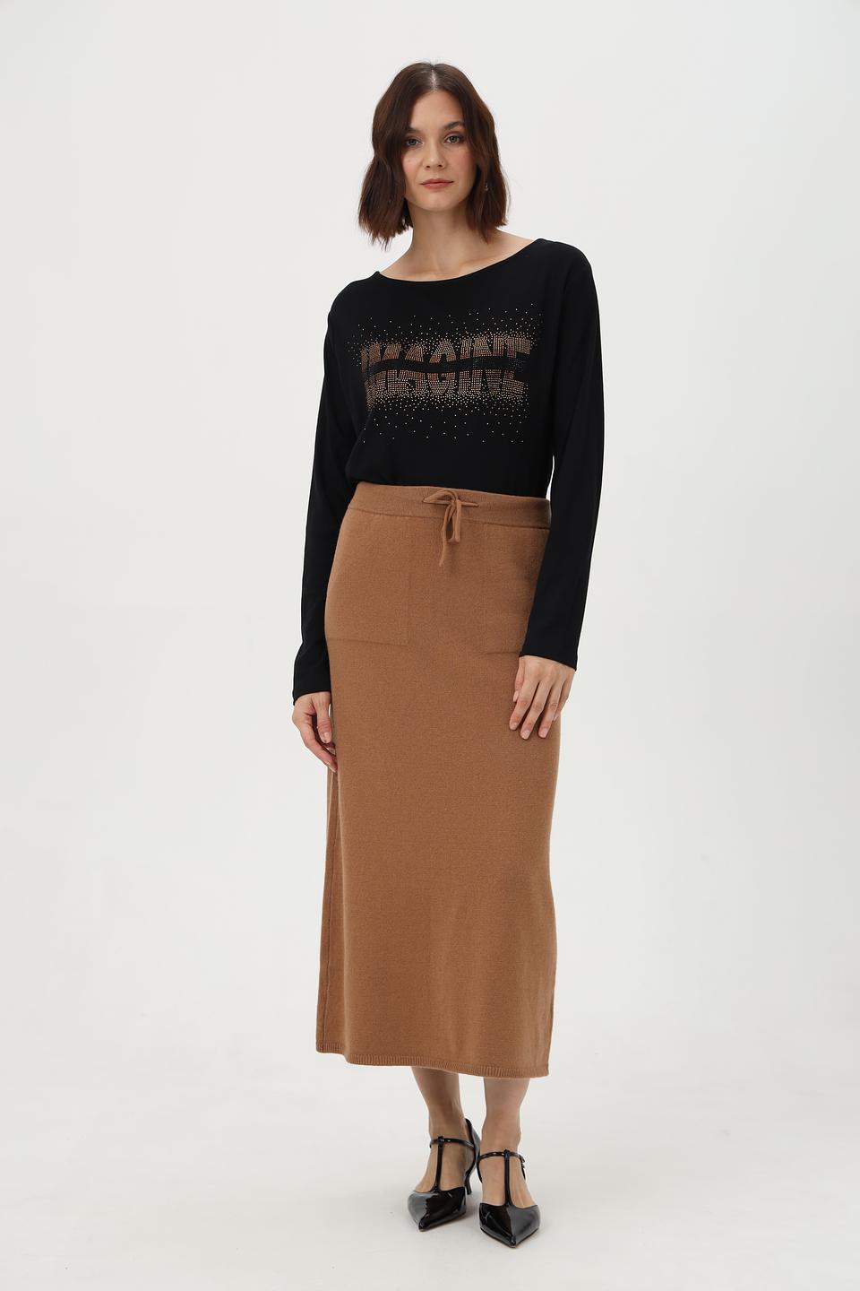 Юбка вязаная Oui коричневая