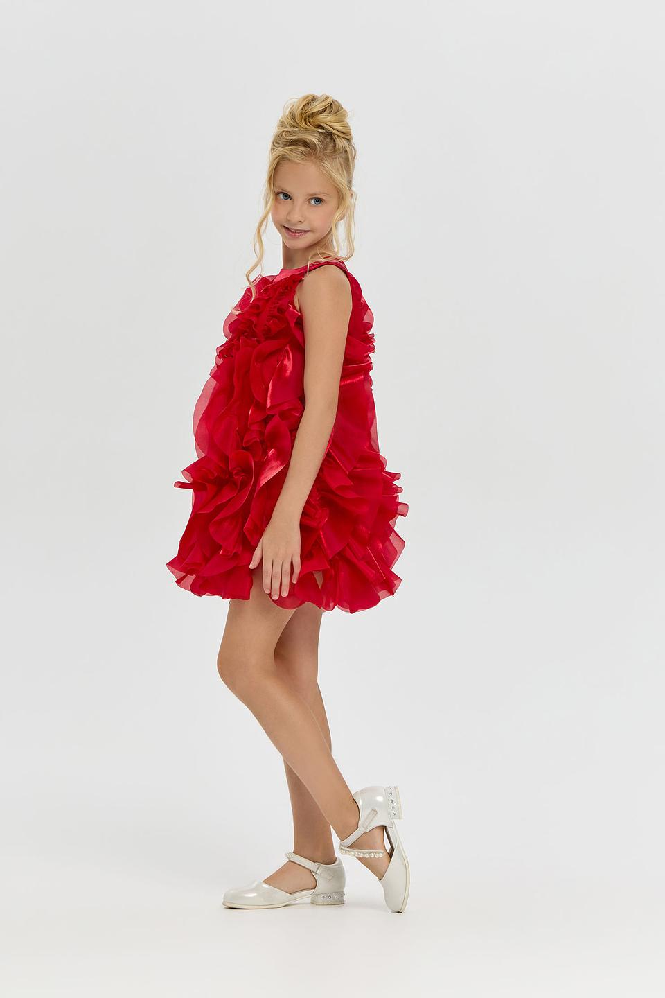 Платье Choupette дев. с оборками красное