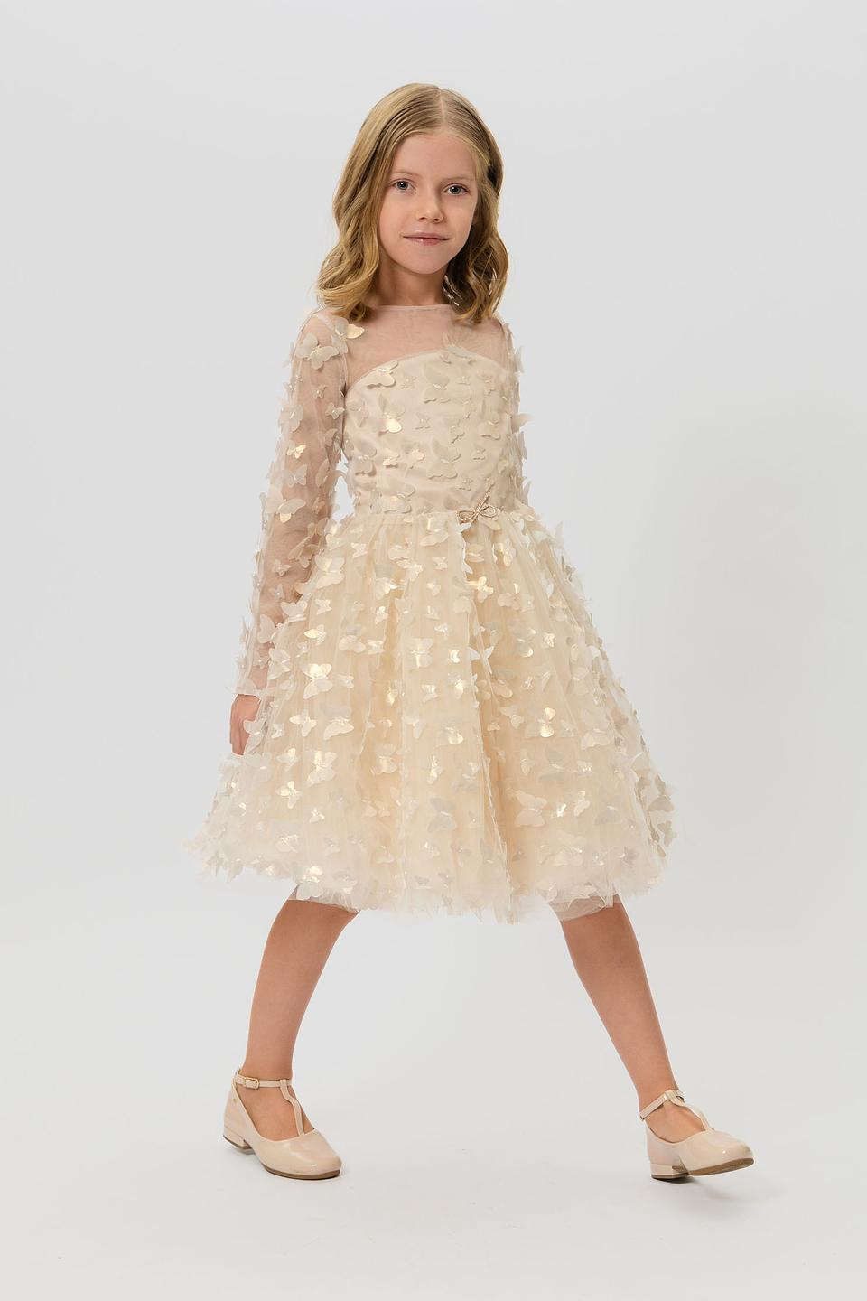 Платье Choupette с бабочками бежевое