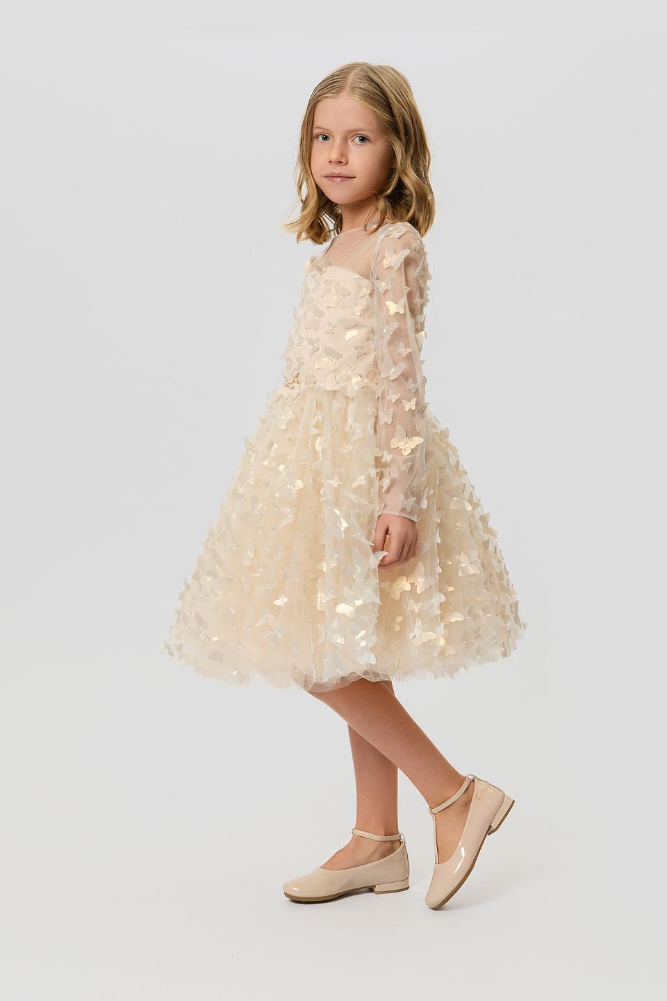 Платье Choupette с бабочками бежевое