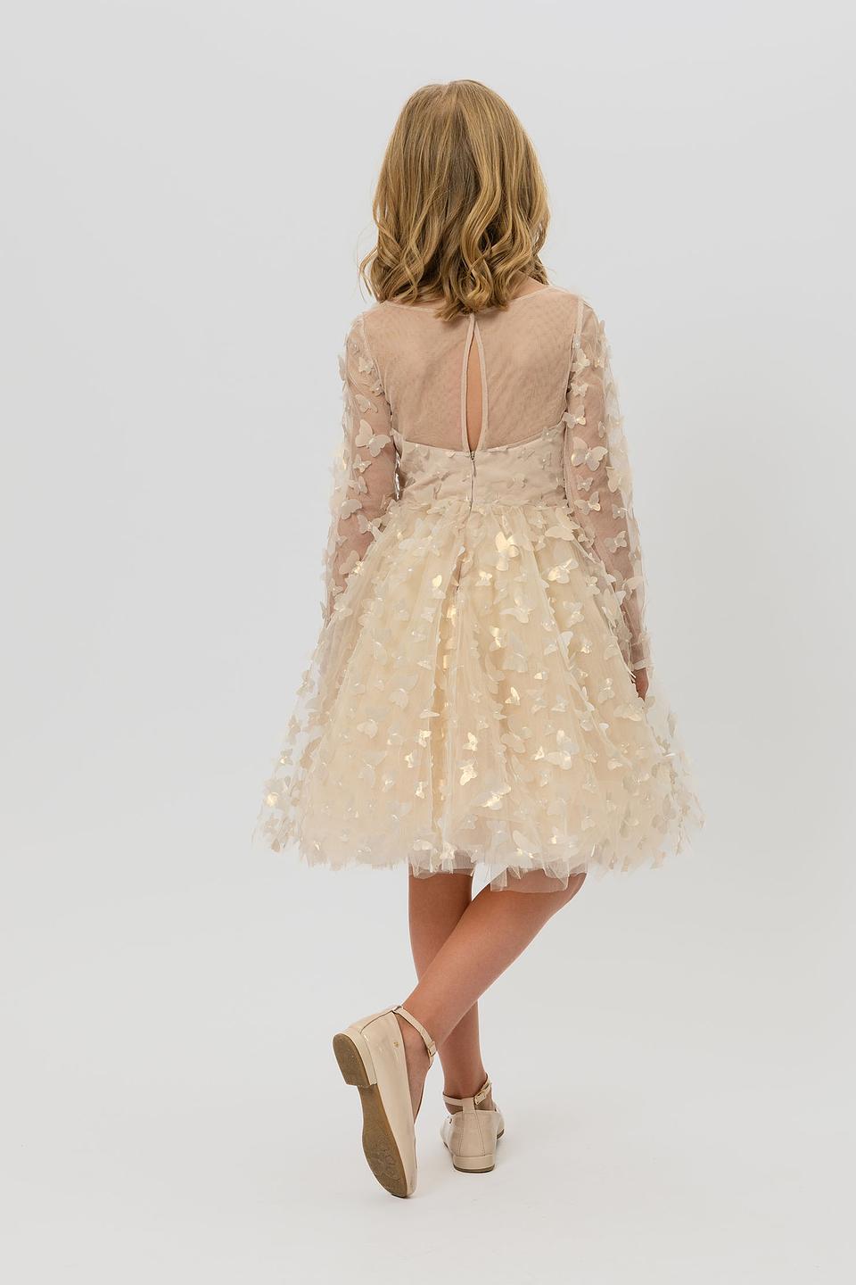 Платье Choupette с бабочками бежевое