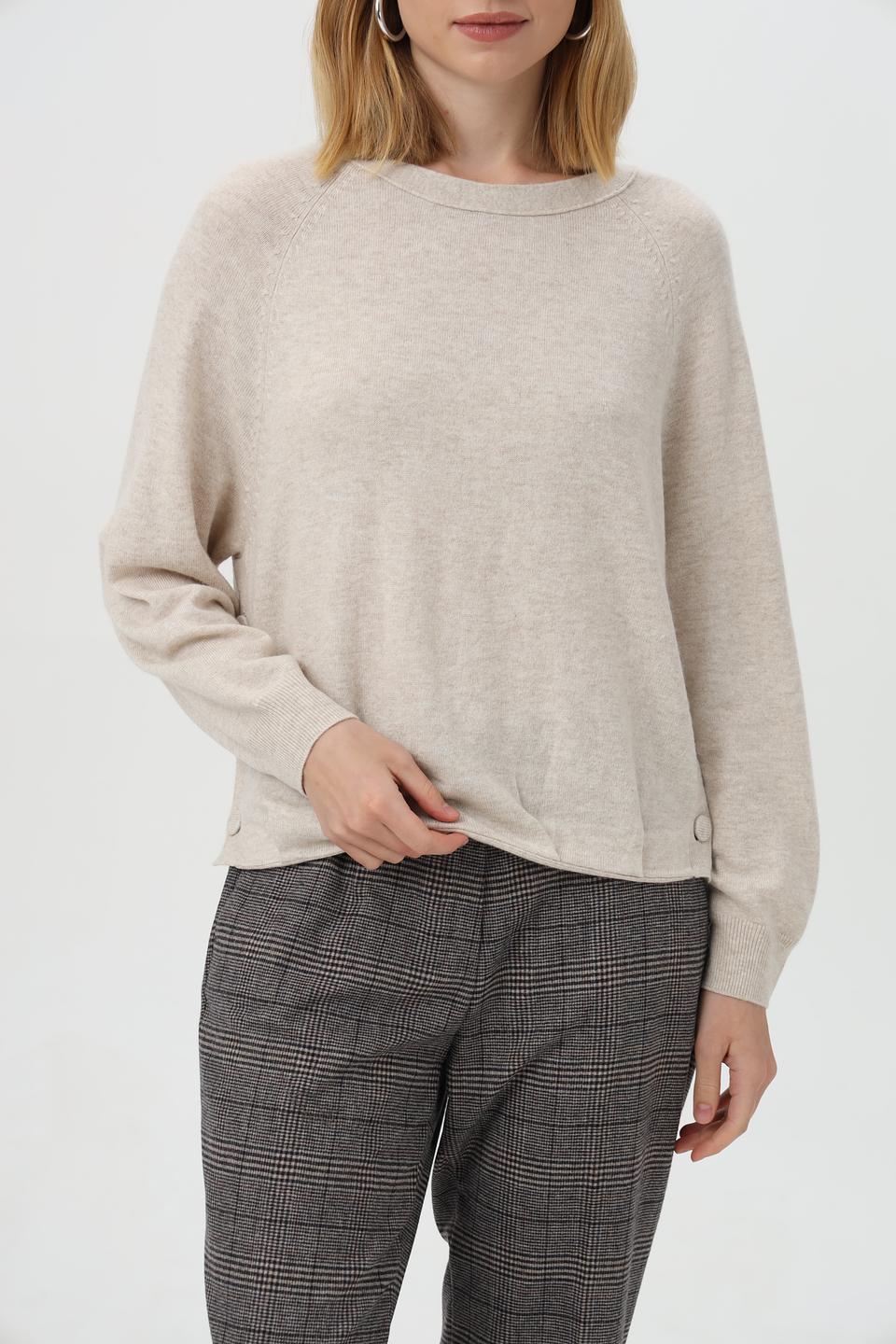 Пуловер Oui бежевый с пуговицами