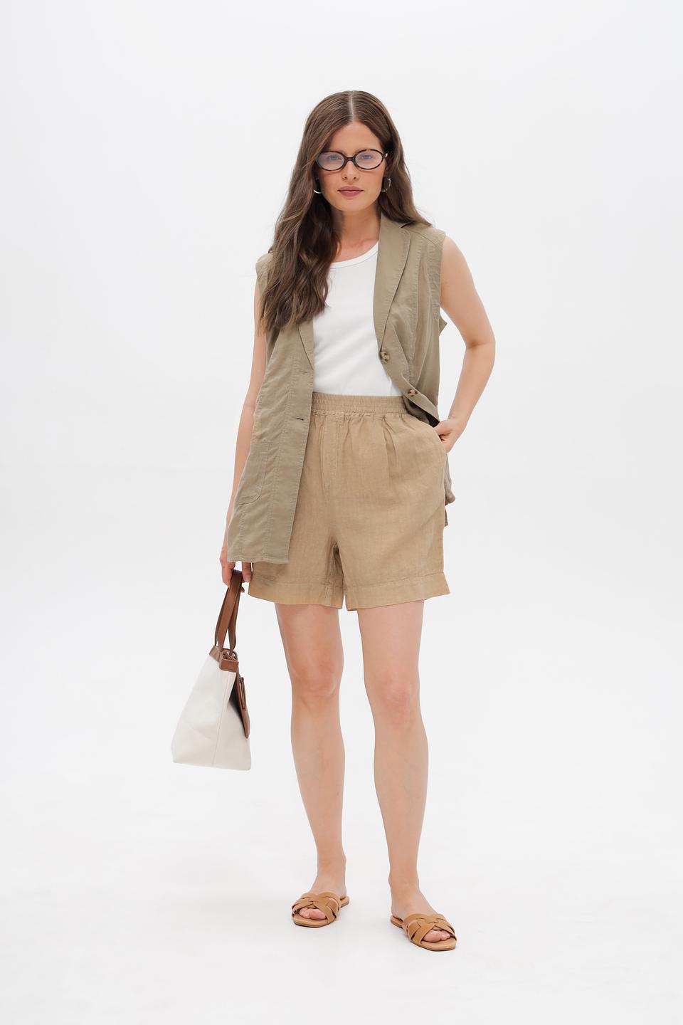 Шорты Oui льняные бежевые