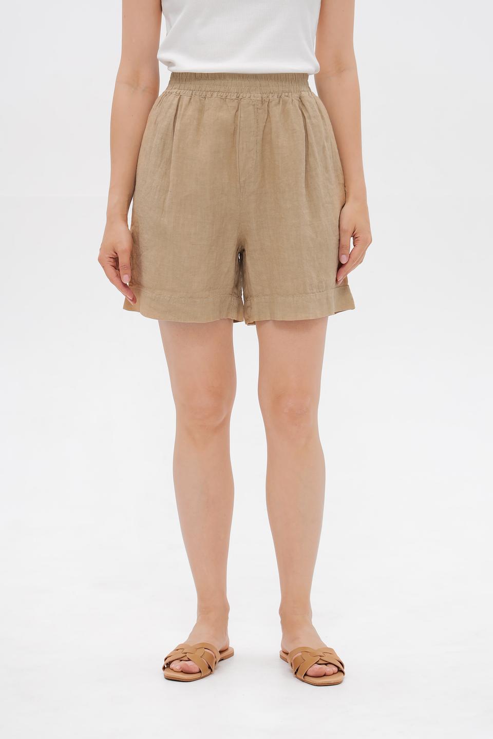 Шорты Oui льняные бежевые