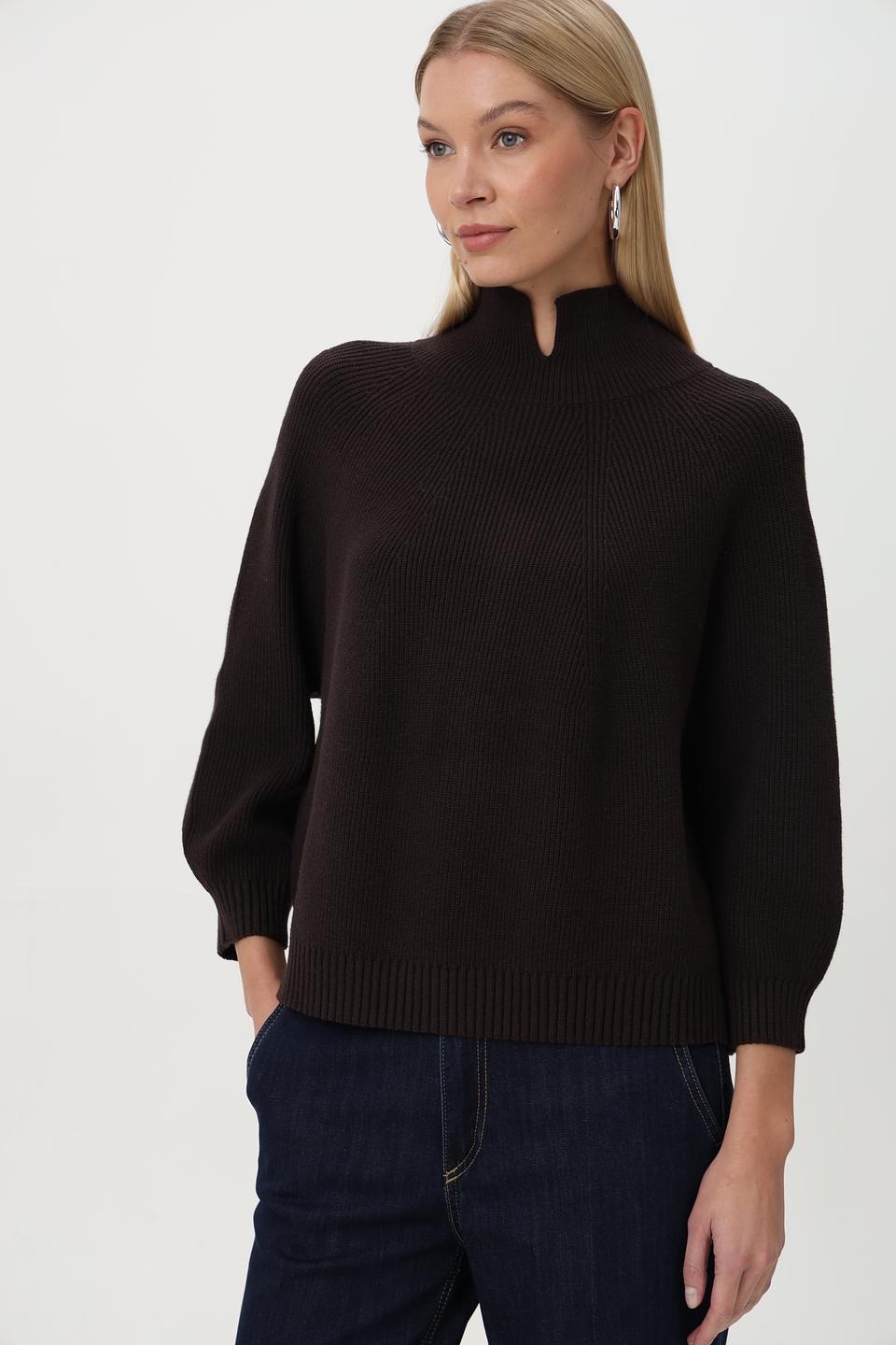 Пуловер Oui с воротником-стойкой