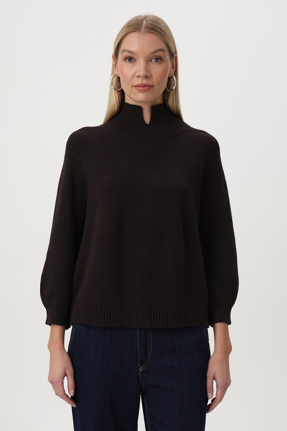 Пуловер Oui с воротником-стойкой