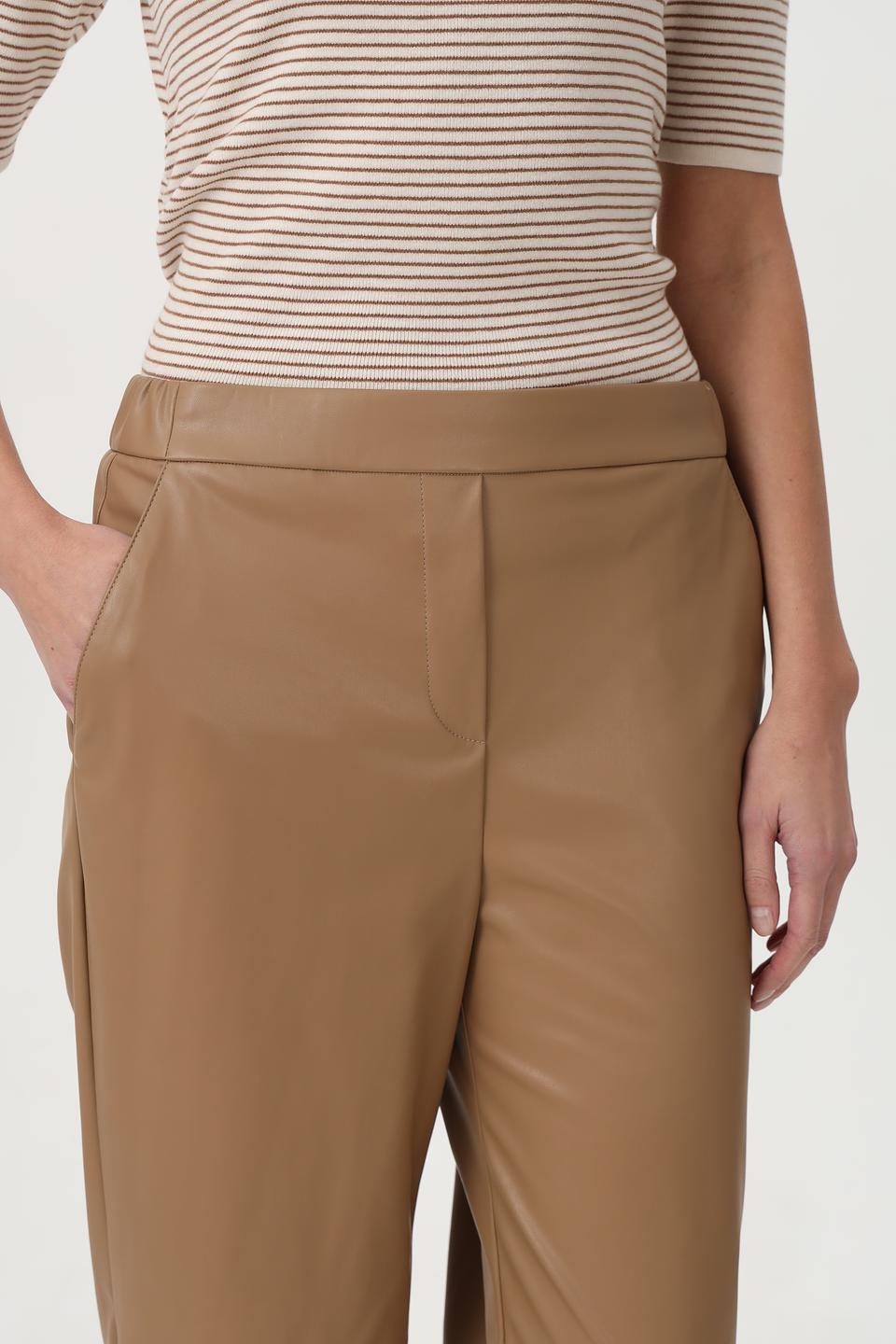 Брюки кожаные Marc Cain бежевые