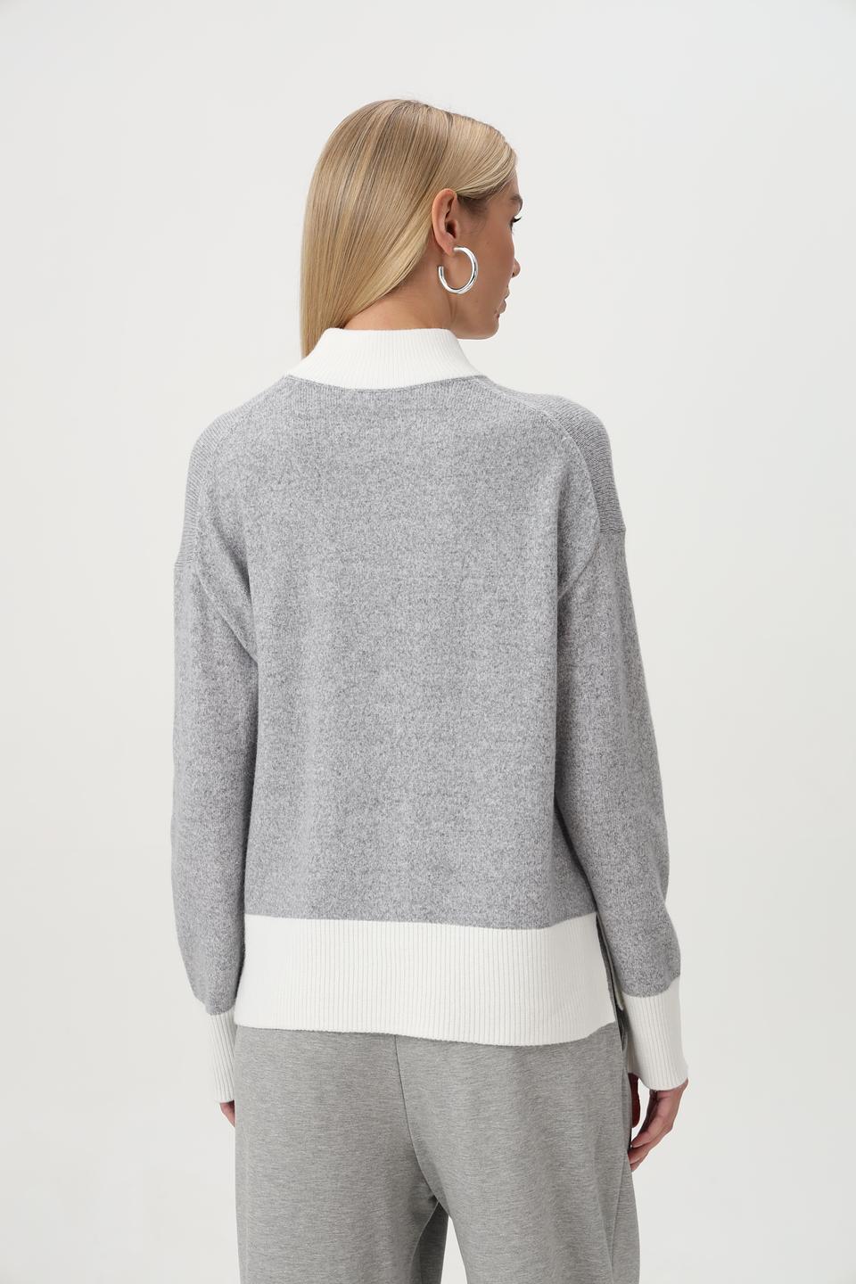 Пуловер Olsen с контрастной отделкой серый