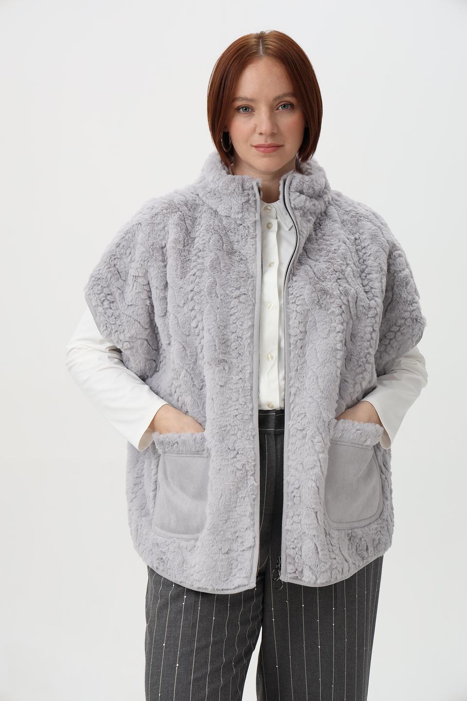 Жилет Bianca из искусственного меха серый