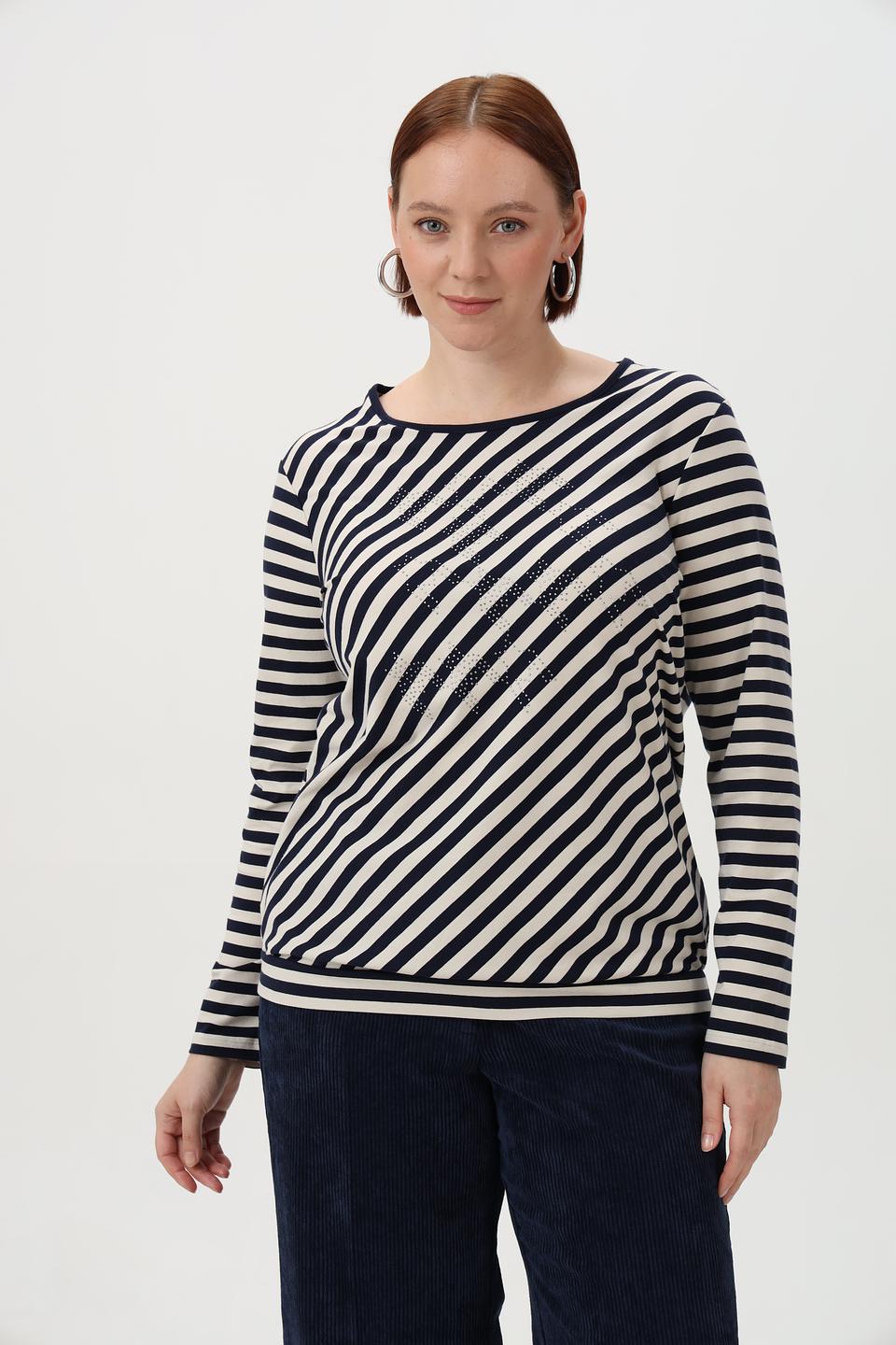Блузка Olsen в полоску с декором