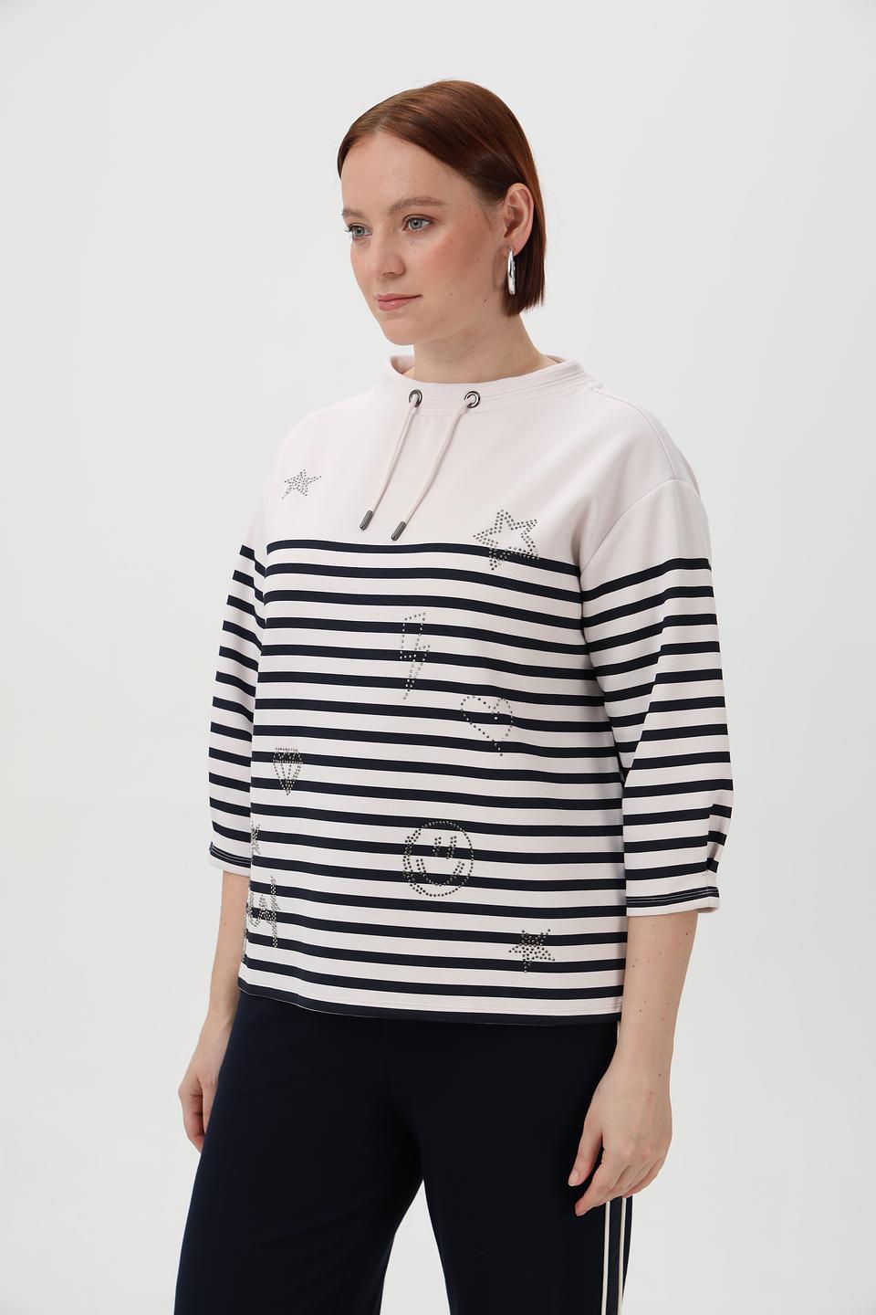 Пуловер Barbara Lebek с полосками и стразами