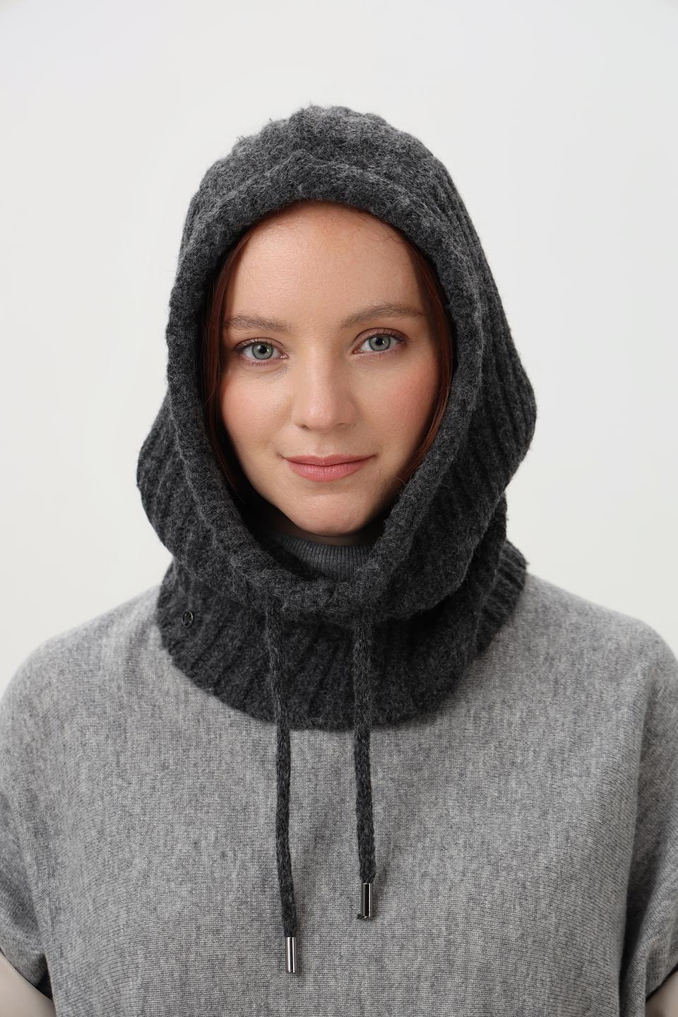 Шапка-капюшон Loevenich вязаная серая