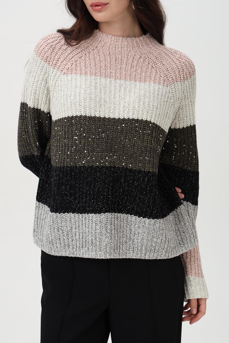 Пуловер Oui в полоску с пайетками