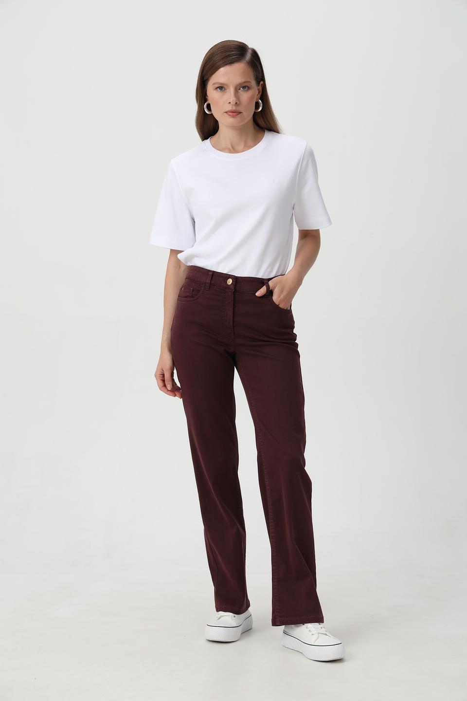 Джинсы ZRS бордовые прямые