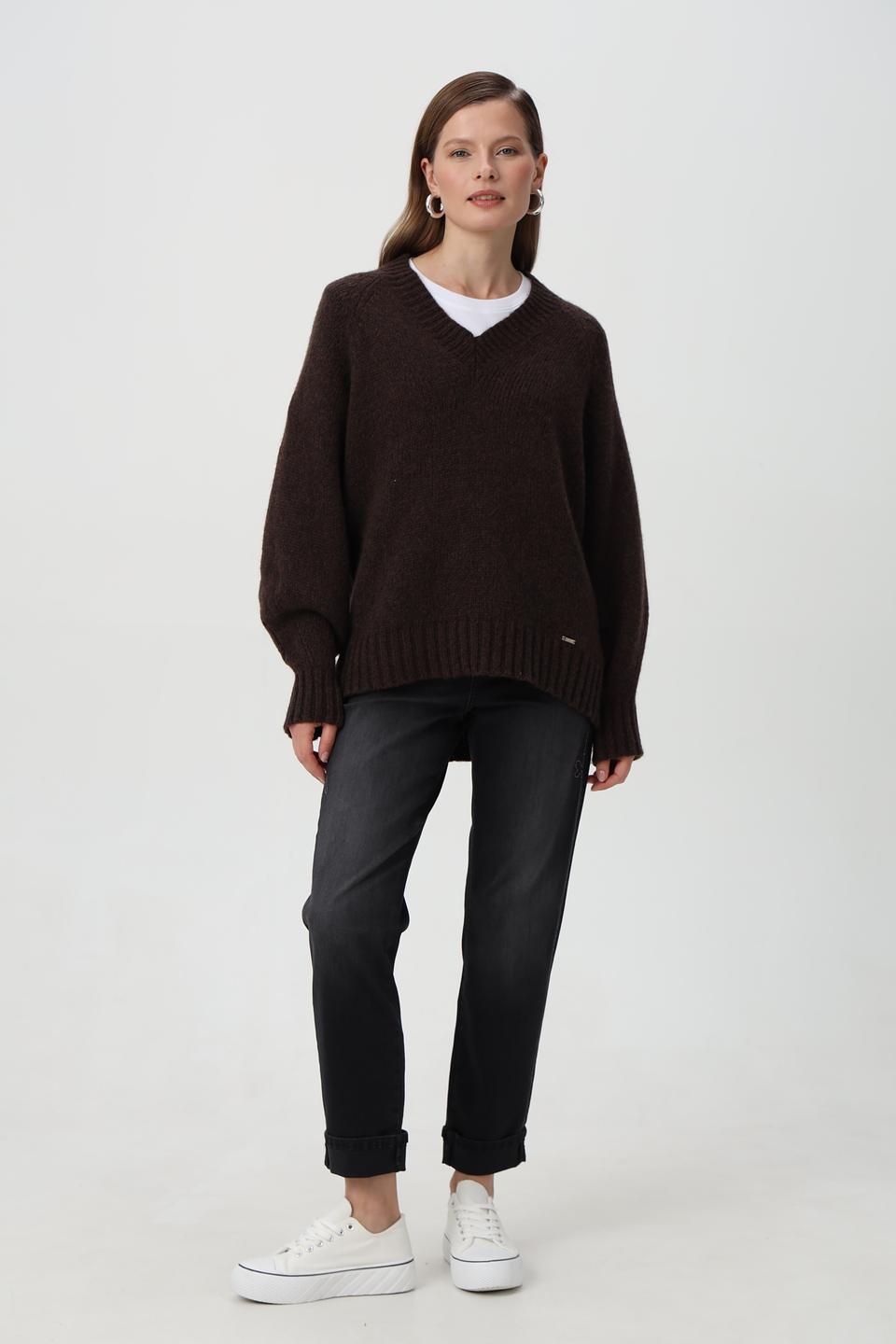 Пуловер Cinque коричневый V-образный