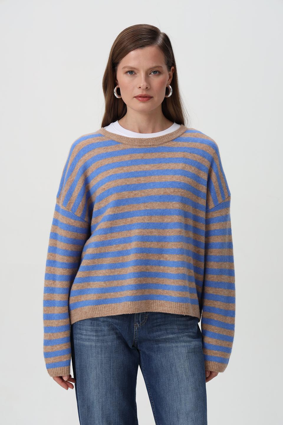 Пуловер Oui в полоску