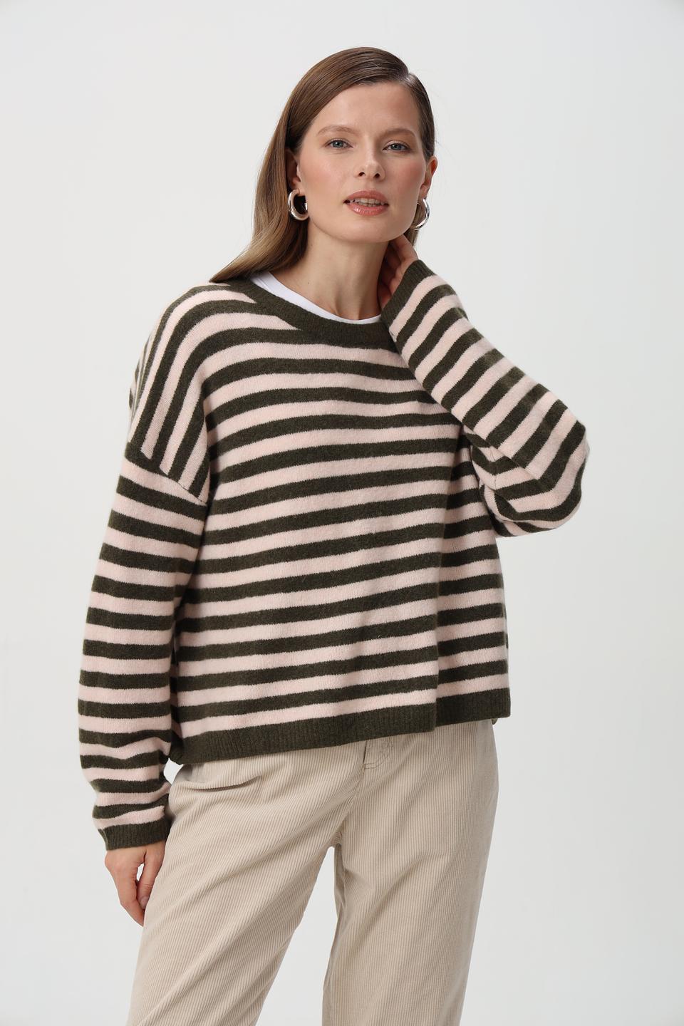 Пуловер Oui в полоску