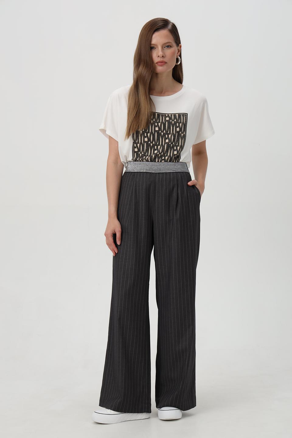 Брюки клеш Lecomte в полоску