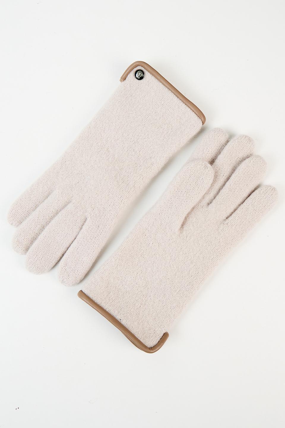 Перчатки Roeckl вязаные с кожаной отделкой