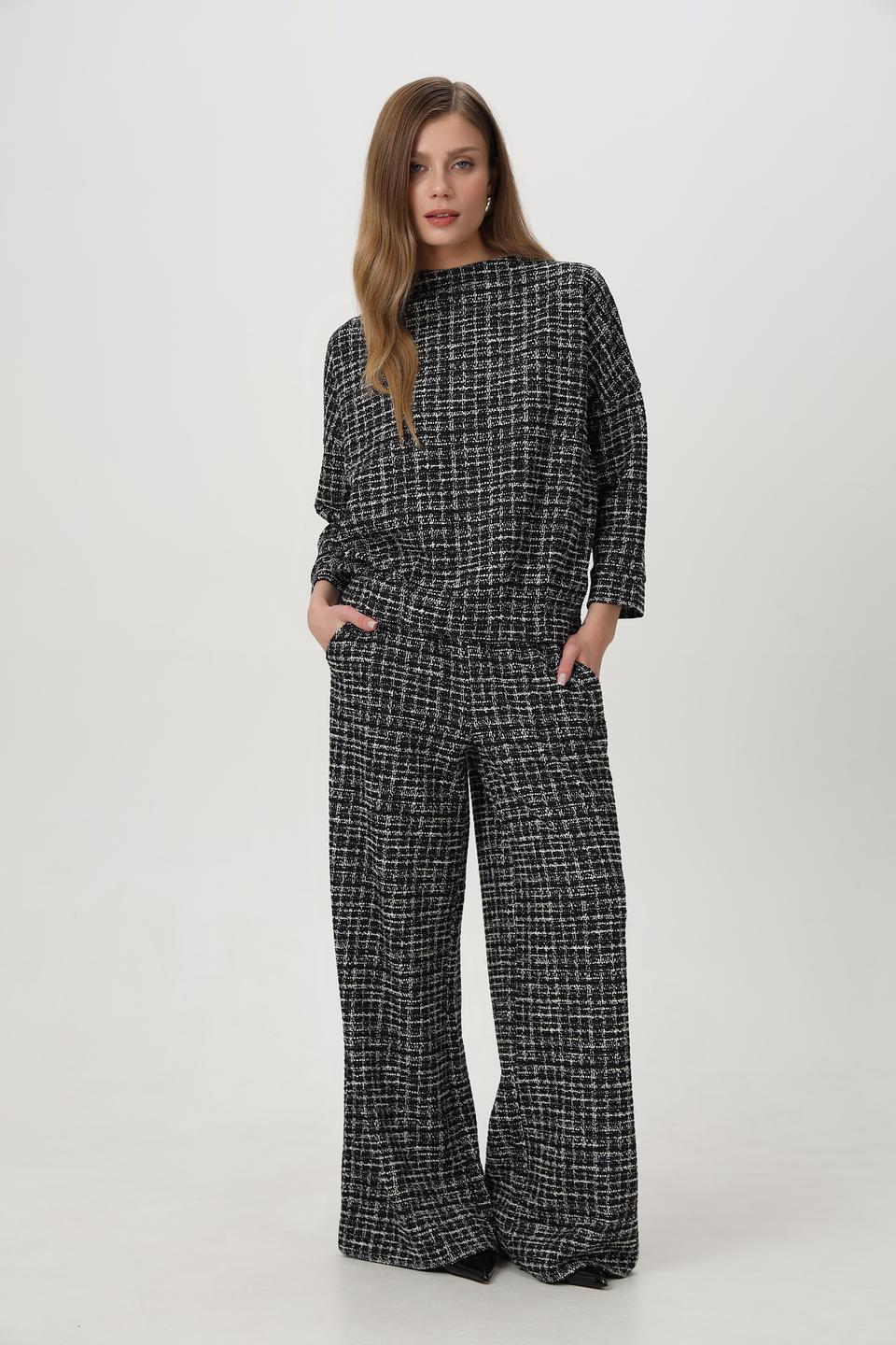 Брюки Oui клетчатые широкие
