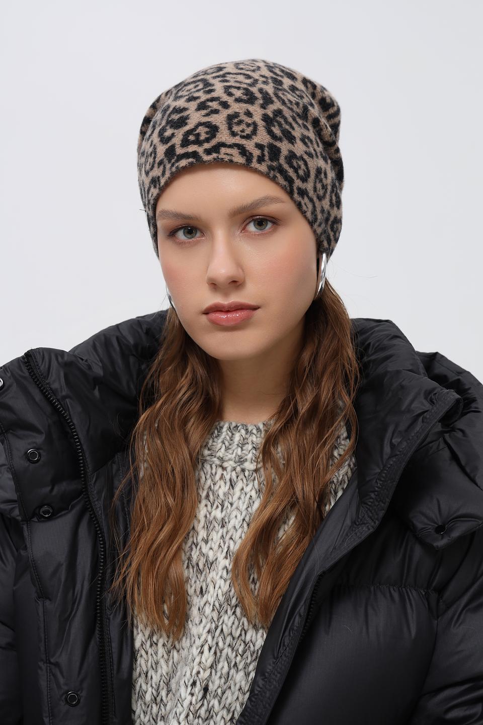 Шапка Seeberger с леопардовым принтом