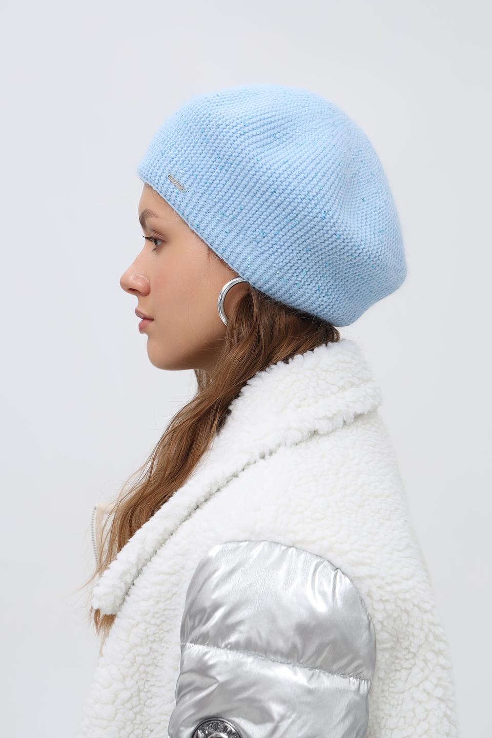 Берет Marhatter с пайетками голубой
