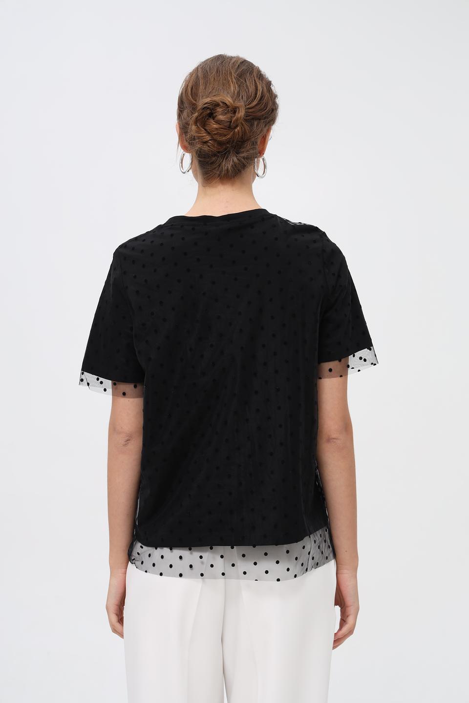 Футболка Oui с горохом и сеткой