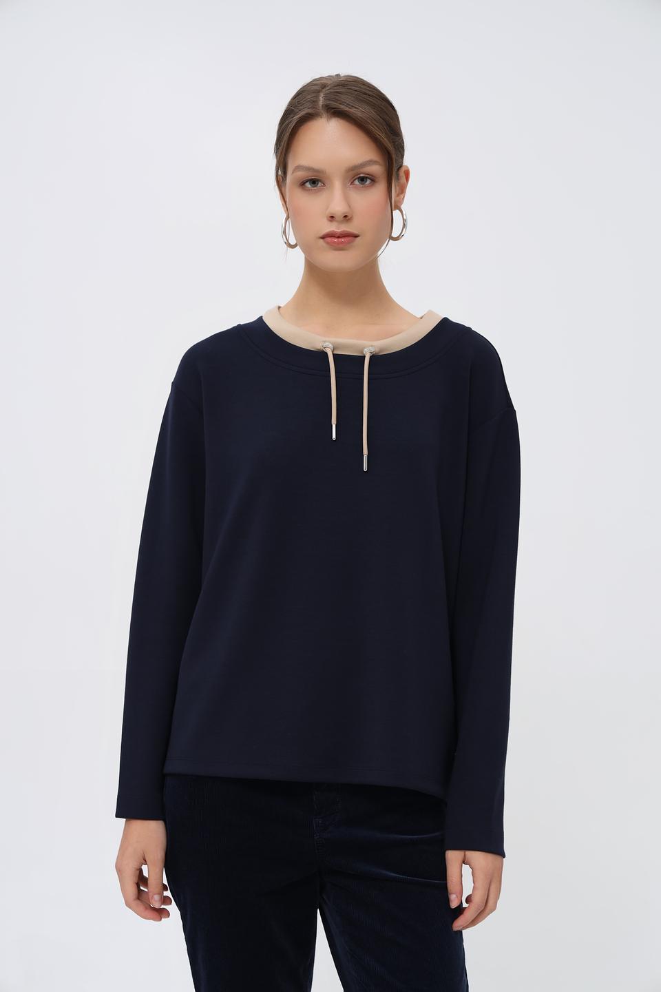 Пуловер Monari с кулиской тёмно-синий