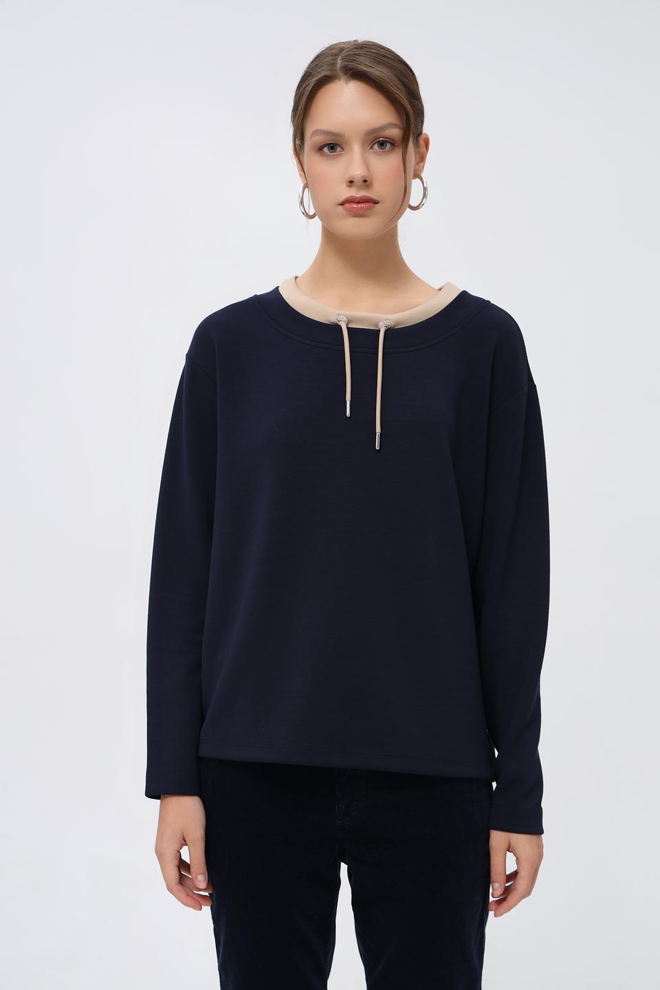 Пуловер Monari с кулиской тёмно-синий