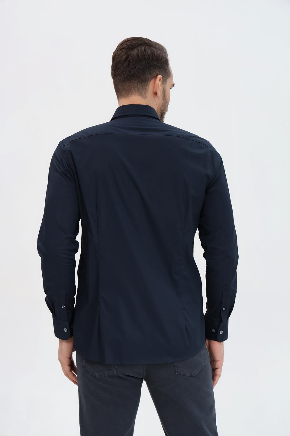 Рубашка Bugatti темно-синяя с длинным рукавом