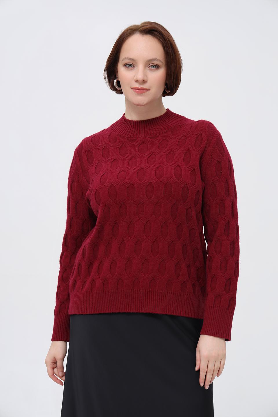 Пуловер Rabe collection бордовый с узором