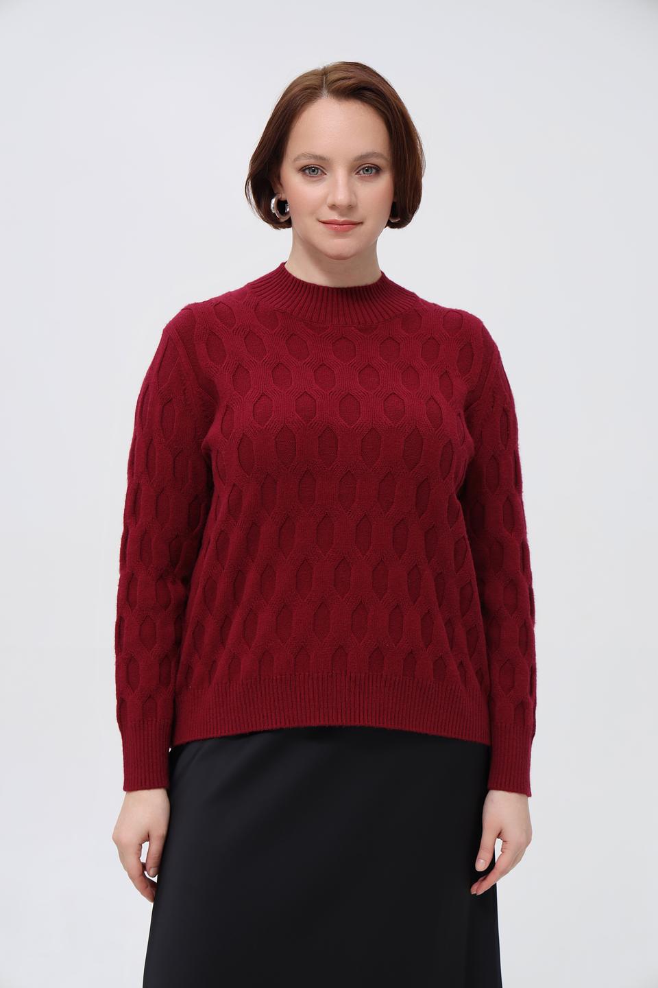 Пуловер Rabe collection бордовый с узором